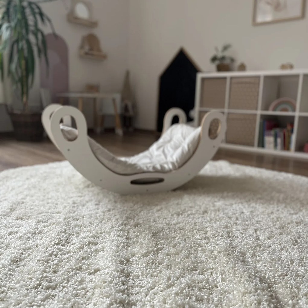 Ayyildiz, Kusový koberec Life Shaggy 1500 cream kruh, 200x200 (priemer) kruh, biela, obývacia izba