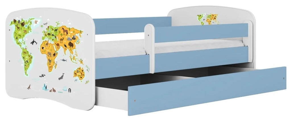 Detská posteľ Babydreams mapa sveta modrá