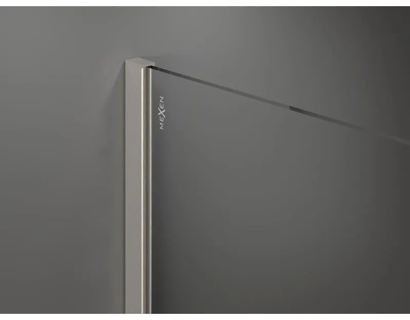 Mexen Kioto+, sprchová zástena Walk-In s poličkou a vešiakom 90 x 200 cm, 8mm číre sklo čierny vzor, brúsená oceľ profil, 800-090-121-97-77
