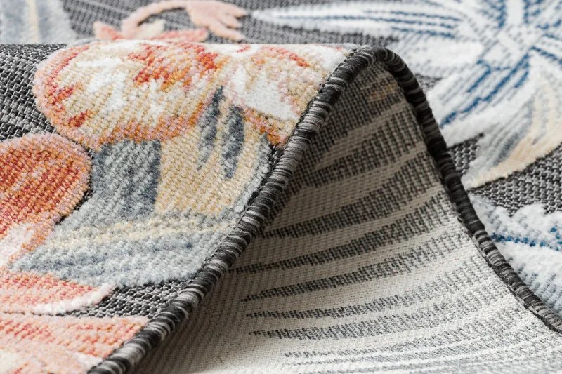 Dywany Łuszczów, Kusový koberec Botanic 65262 flowers black – na von aj na doma, 137x190, viacfarebná, chodba / predsieň