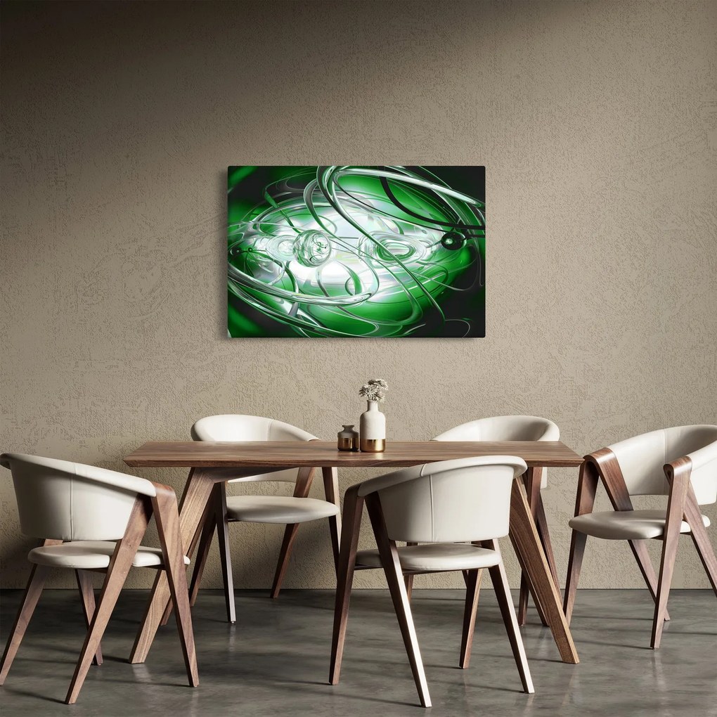 Zelený abstraktný obraz (90x60 cm)