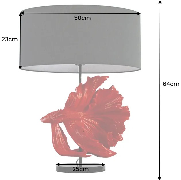 Stolná lampa ryba Crowntail 65cm čierna červená