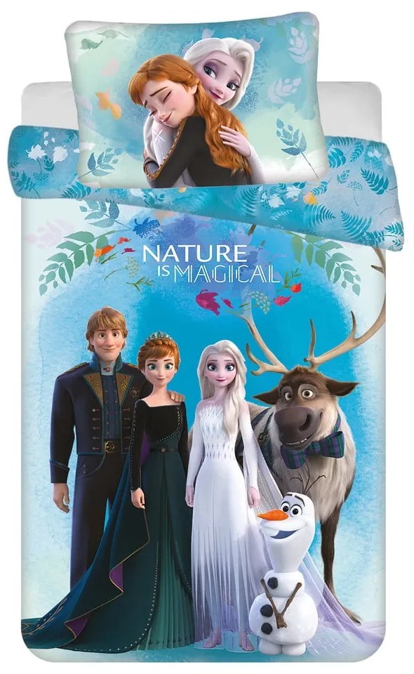 Modré bavlnené detské obliečky do postieľky 100x135 cm Frozen "Blue" – Jerry Fabrics