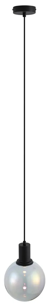 Dizajnové závesné svietidlo čierne s dúhovým sklom 20 cm - Mallon