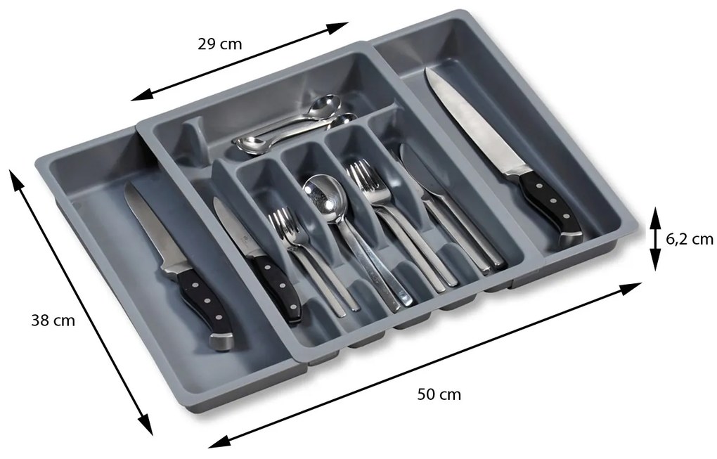 Plastový kuchynský organizér Loft Grey, 50x38 cm