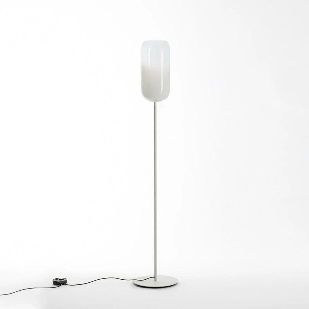 Artemide Gople stojacia lampa biela, fúkané sklo, E27, design Big 170cm
