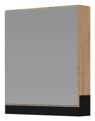 Závesná zrkadlová skrinka Stokes 60 cm, strieborná / dub zlatý