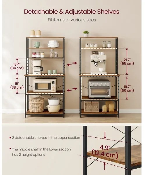 Policový regál do kuchyne MARGE hnedá/čierna