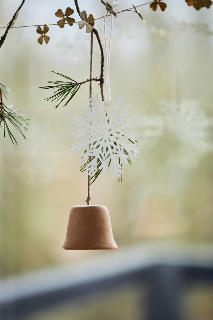 IB Laursen Závesná hlinená ozdoba CHRISTMAS BELL hnedá