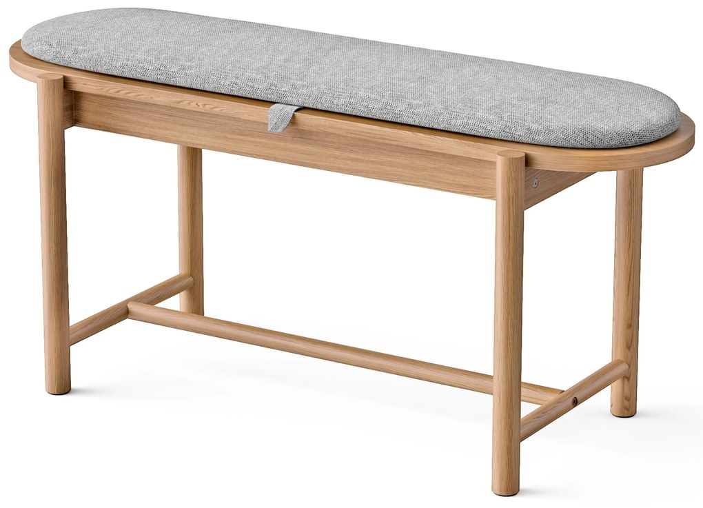 Lavica z masívneho dreva s čalúnením a úložným priestorom
