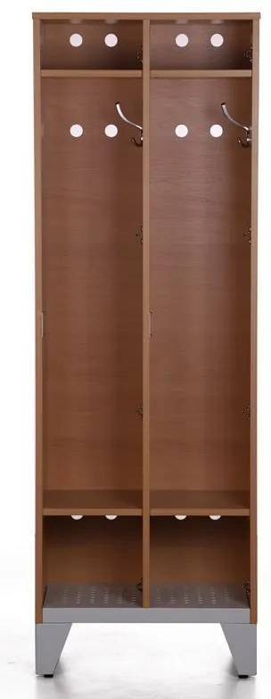 Drevená šatníková skrinka S4 na nohách, 2-dverová, 1400 x 600 x 400 mmm otočný zámok, orech