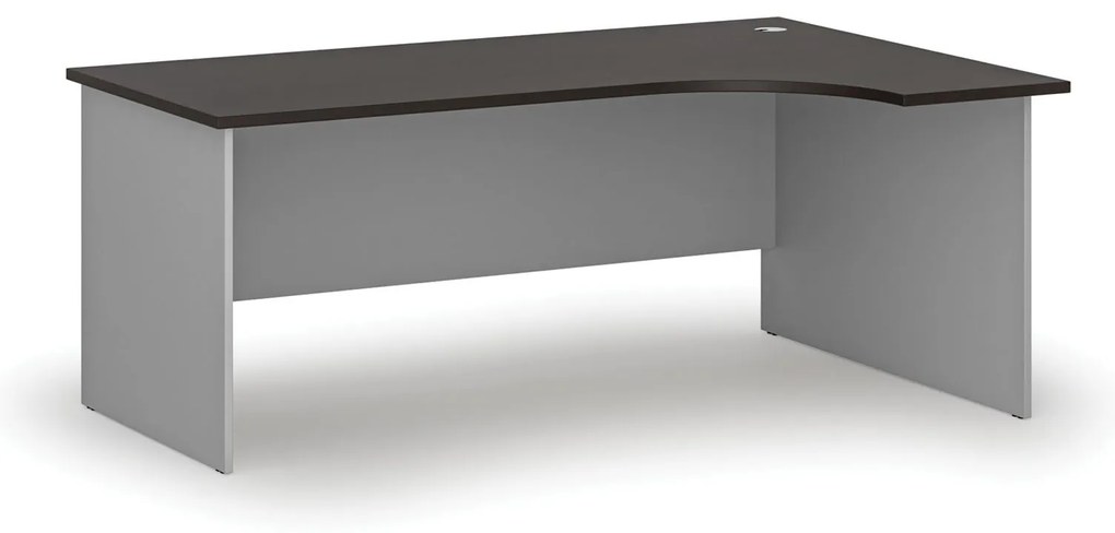 Rohový kancelársky písací stôl PRIMO GRAY, 180x120 cm, pravý, sivá/wenge