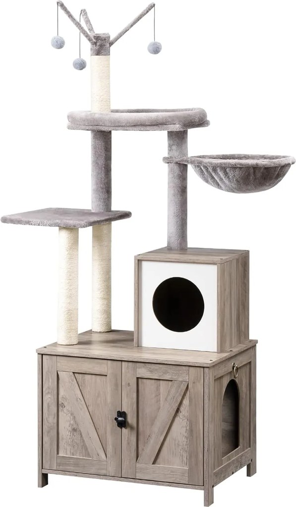 Škrabadlo pro kočky Vasagle Monta 150 cm s toaletou šedé