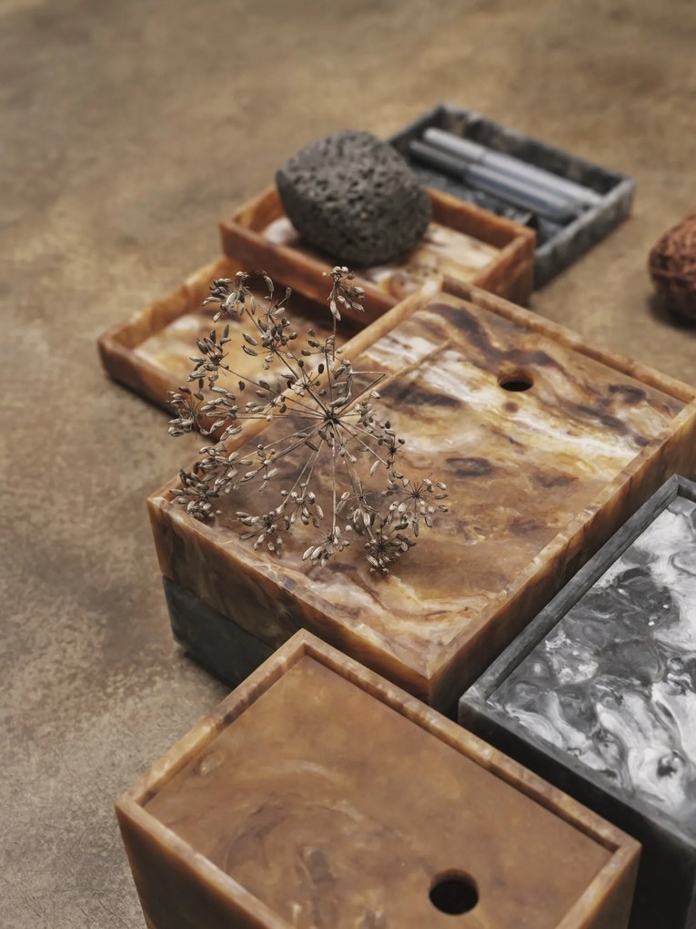 Ferm Living Úložný box Mist Charcoal 15 × 20 cm