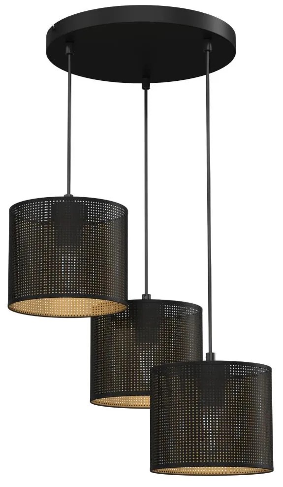 Luster na lanku LOFT SHADE 3xE27/60W/230V čierna/zlatá