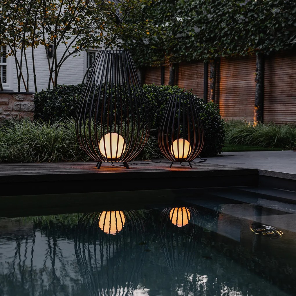 Sada stojacích lámp čierna s opálom 110 cm a 70 cm - Angela