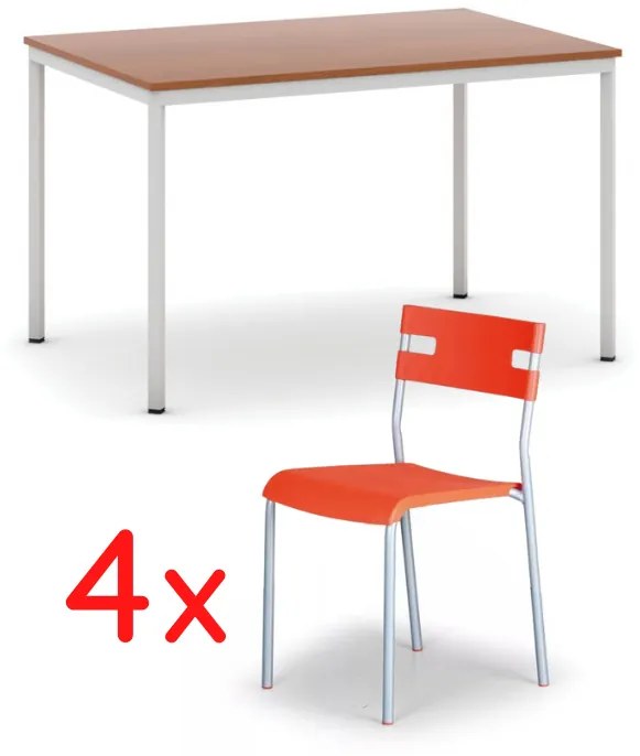 Zostava stôl + 4 stoličky oranžové ZADARMO