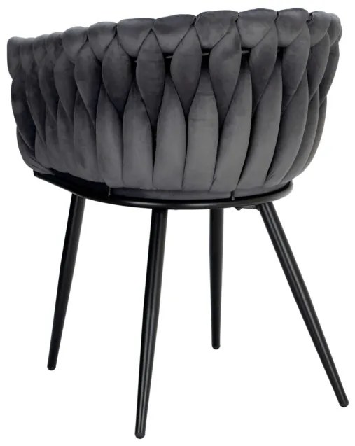 Jedálenská stolička COFTON zamatová, čierna / grafitová