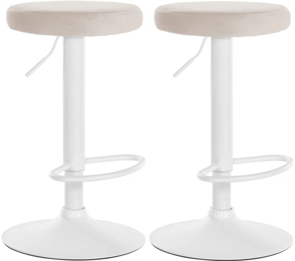 Design-Shop 2x Barová stolička Ponte - zamat, biely rám Krémová