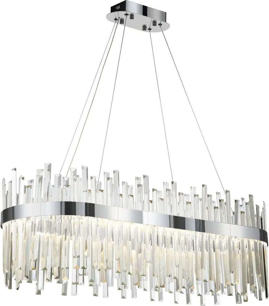 Toolight Toolight, LED krištáľové svietidlo 80x35 cm, 62W, APP1514-CP80, chrómová, OSW-03262