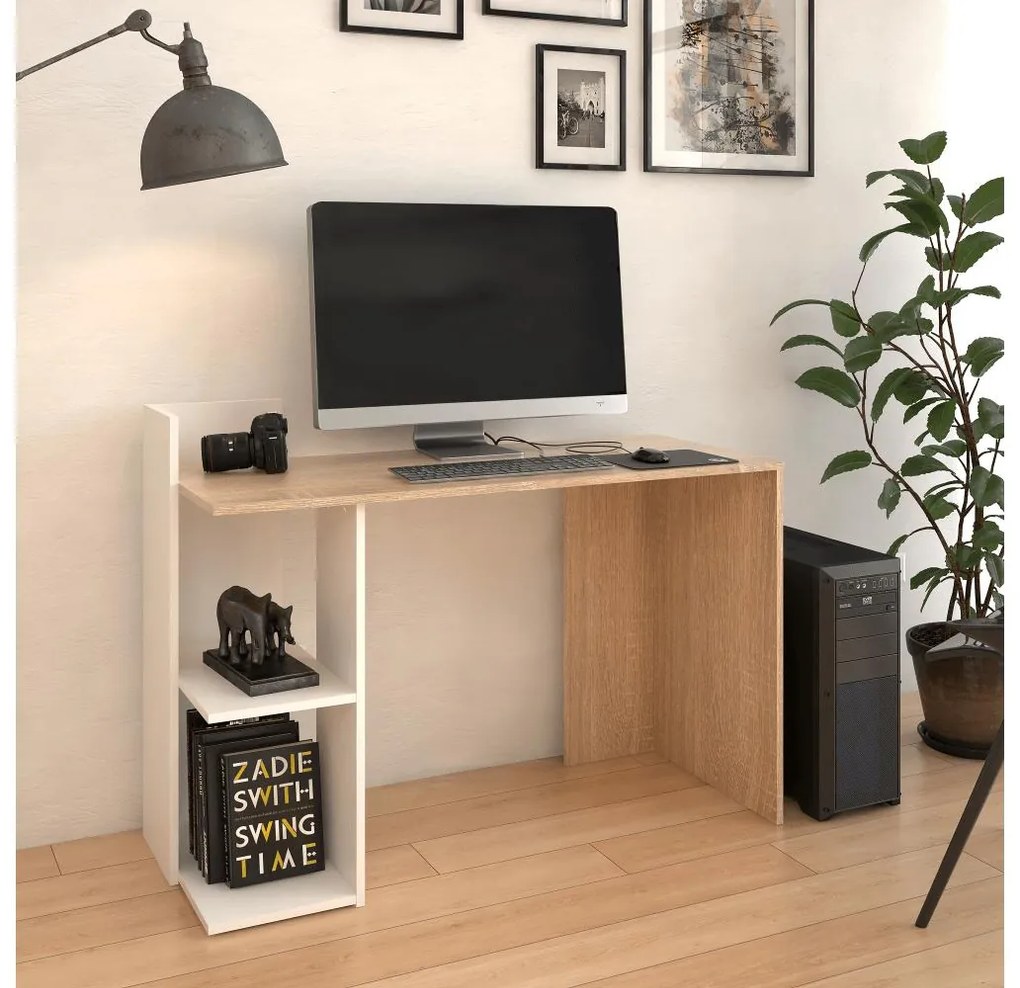 PC stolík Zunno (biela + dub sonoma). Vlastná spoľahlivá doprava až k Vám domov. 1119364