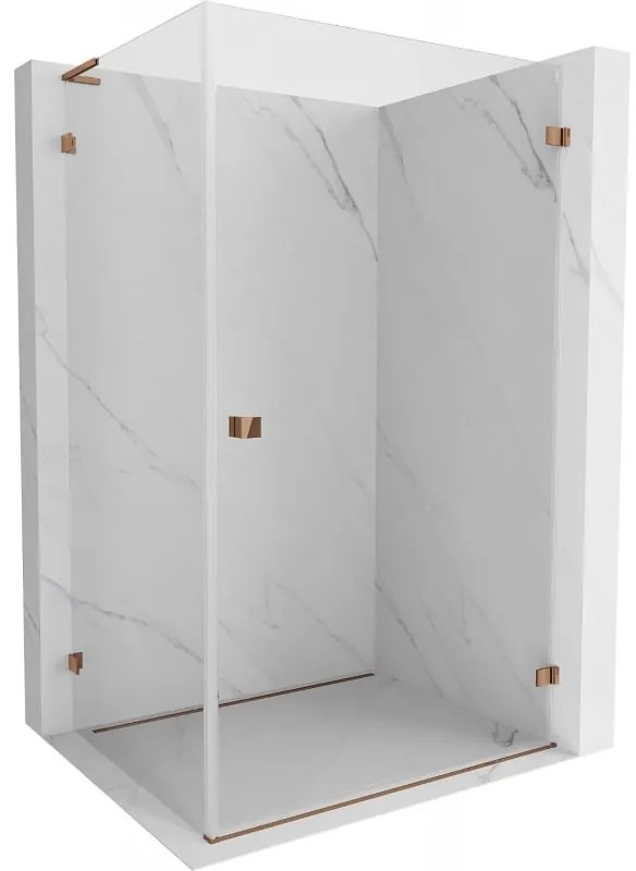 Mexen Lunar-B L pravý výklopný sprchový kút 85 x 80 cm, číre sklo, ružové zlato, 832L-085-080-60-00-P