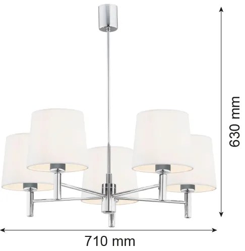 Argon 2110 - Luster na tyči BOLZANO 5xE27/15W/230V krémová