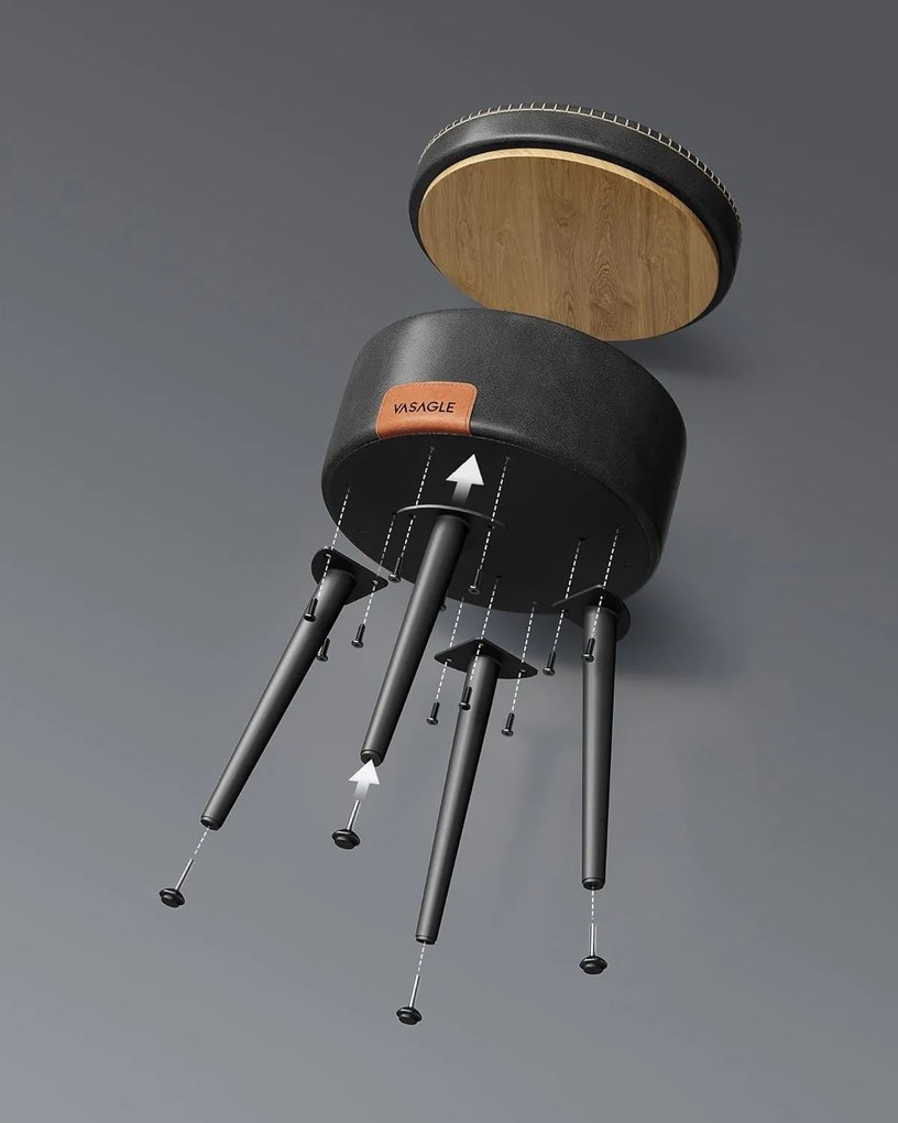 EKHO taburetka, odkladací stolík s úložným priestorom, syntetická koža, čierna