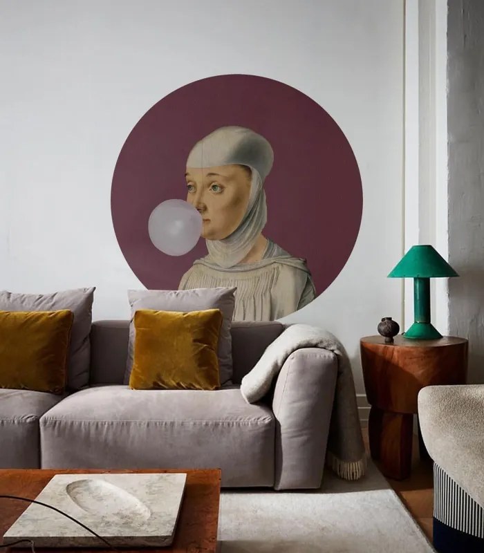 WALLCOLORS Dots Woman with Bubble Gum Eggplant - tapeta POVRCH: Prowall Concrete