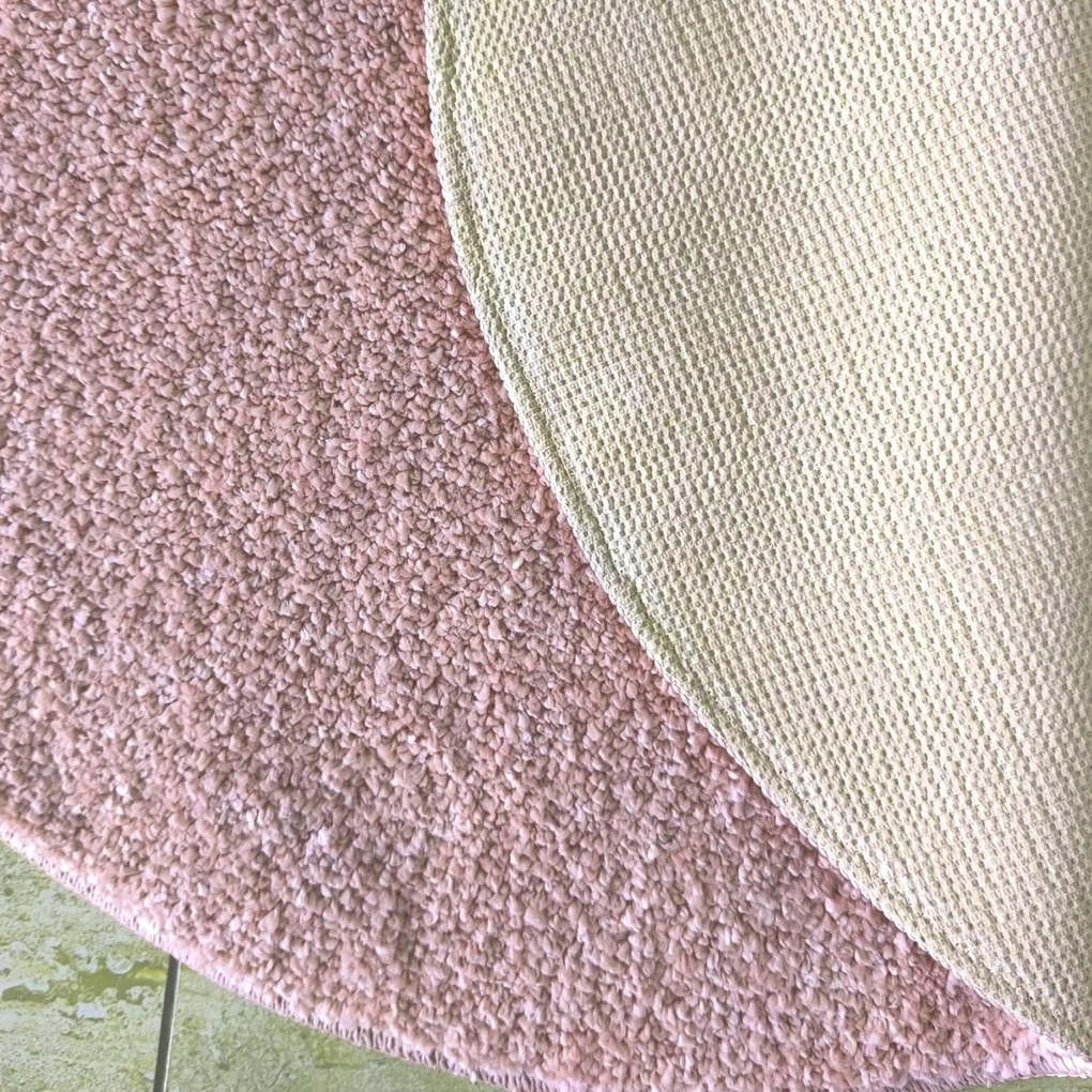 DY Okrúhly ružový shaggy koberec Kamel Rozmer: 200 cm