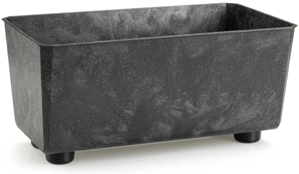 PLASTOVÝ KVETINÁČ SALVIA 28,5X17 CM IMITÁCIA BETÓNU ČIERNA