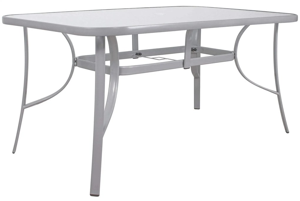 PreHouse Záhradný stôl 150cm: kov + sklo, šedý