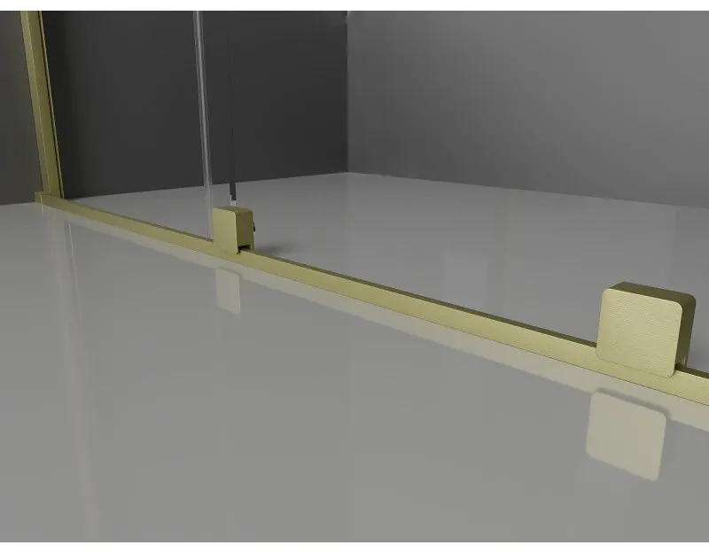 Mexen Velar L, posuvné sprchové dvere do otvoru 120 cm, 8mm číre sklo, zlatá matná, 871-120-003-01-55