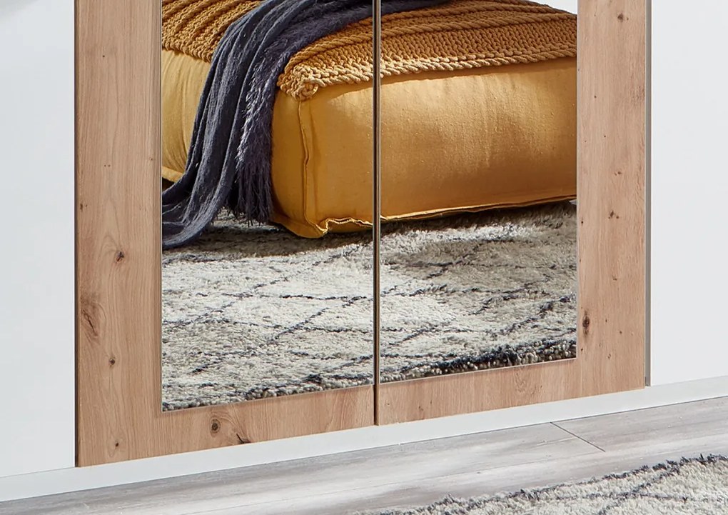 Šatníková skriňa Vegas, 180 cm, biela / dub artisan