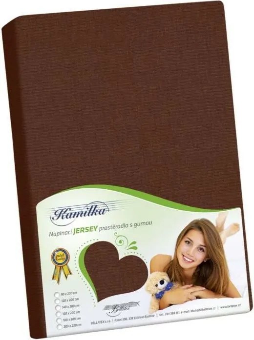 Bellatex Jersey prestieradlo Kamilka tmavohnedá, 140 x 200 cm