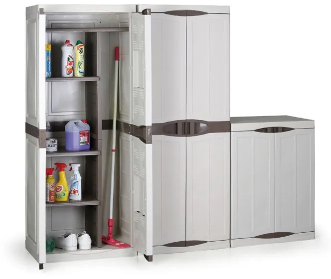 Plastová dielenská skriňa na náradie EVO, vysoká, 4 police, 700 x 470 x 1780 mm