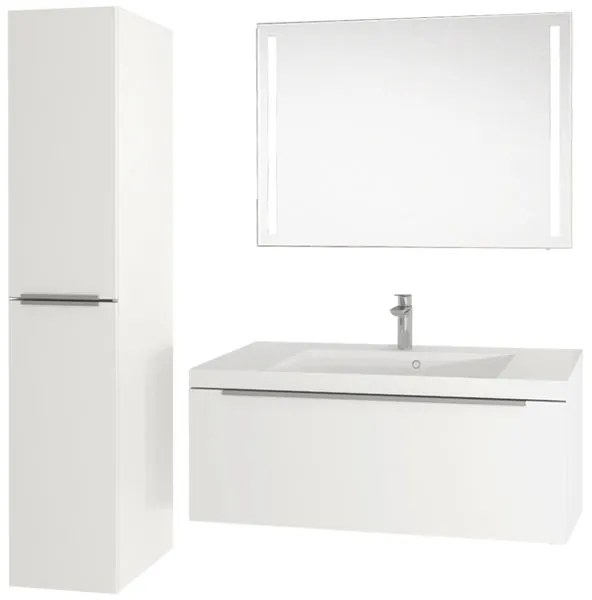 Mereo Mailo, kúpeľňová skrinka s umývadlom z liateho mramoru 81 cm, biela, chróm madlo, MER-CN516M