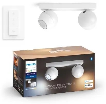 PHILIPS HUE Nástenné / stropné LED inteligentné bodové osvetlenie HUE BUCKRAM, 2xGU10, 5W, teplá biela-studená b