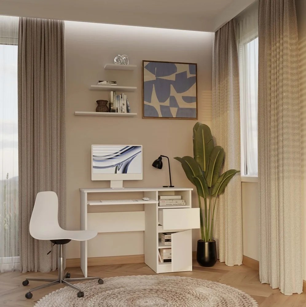 Písací stôl Porto 98 cm pravý biely