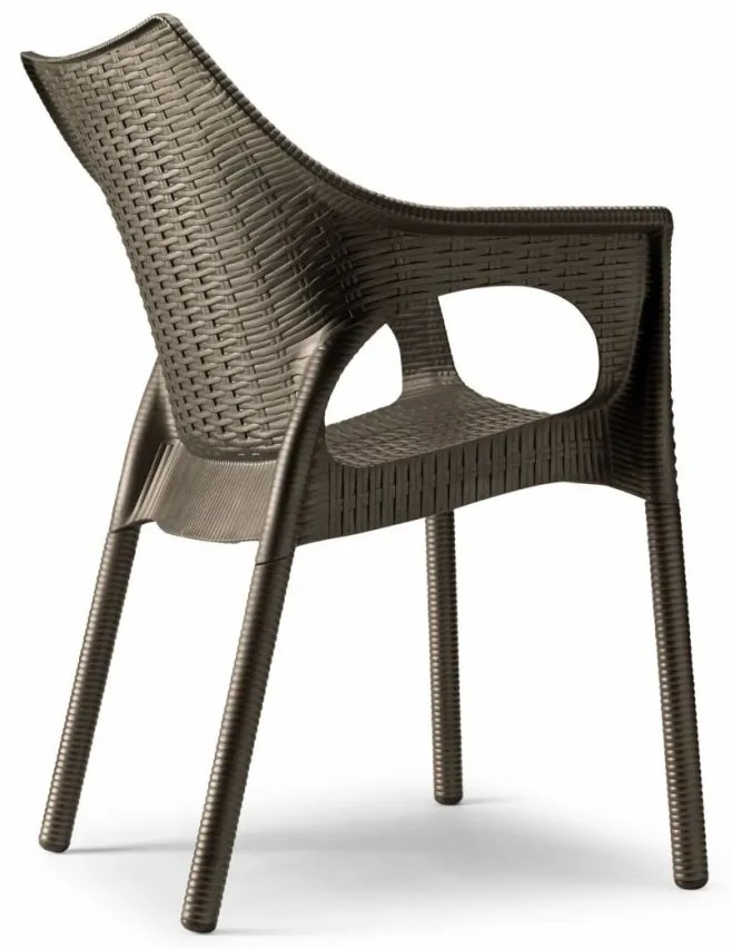 OLI BRONZE záhradná stolička s podrúčkami bronze