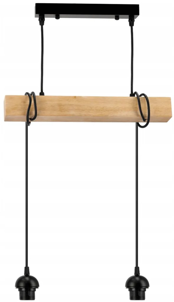 BERGE Závesné stropné svietidlo LED drevený trámový 2xE27 Luster Loft Lampshade Gold