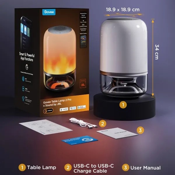 Govee - LED RGBW Stmievateľná stolová lampa s reproduktorom LED/36W/12V Wi-Fi