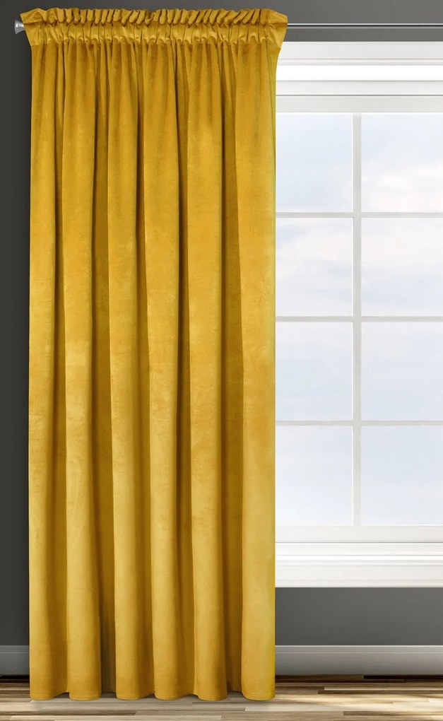 ZATEMŇOVACÍ ZÁVES NA PÁSKE ROSA 140X270 CM HORČICOVÁ