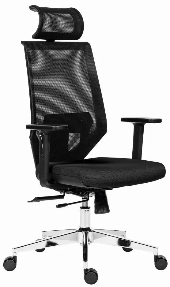 Kancelárska ergonomická stolička EDGE NET —  sieť / látka, čierna, nosnosť 150 kg