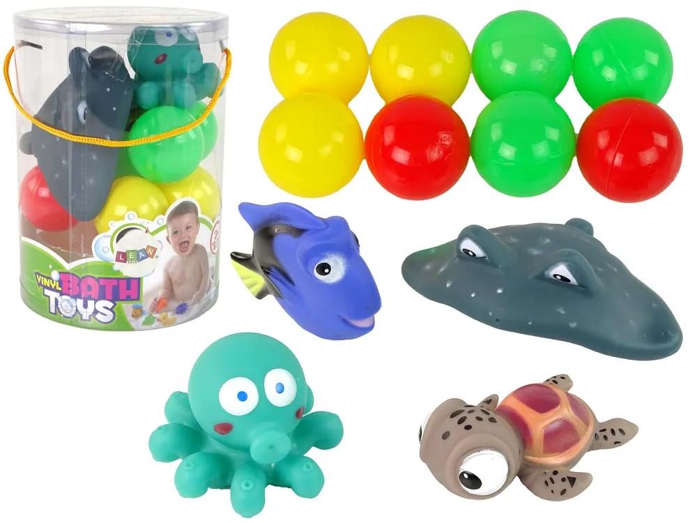 Lean Toys Sada gumených hračiek do kúpeľa – loptičky a zvieratká