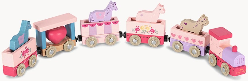 Detský vláčik z bukového dreva Pink