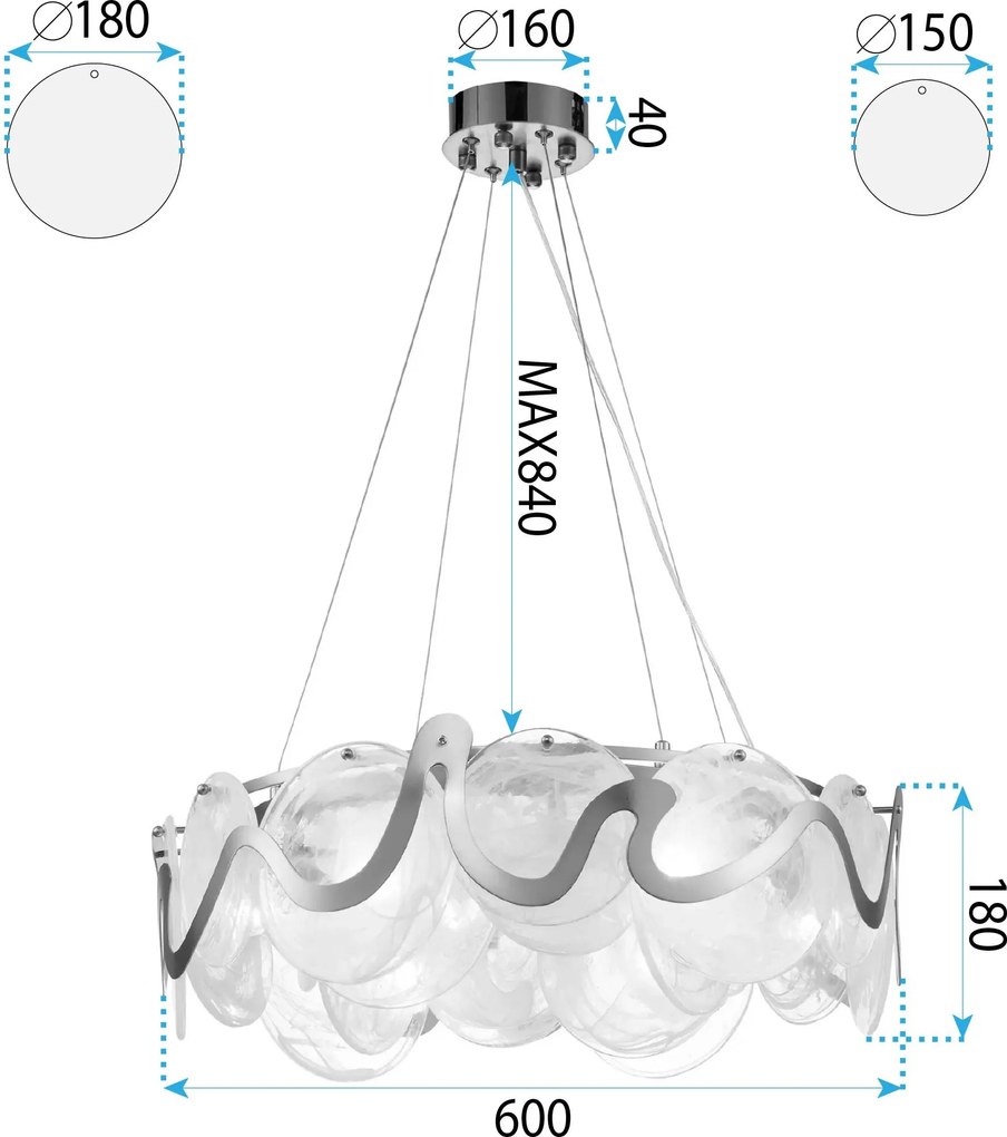 Toolight Toolight, stropné svietidlo, 8xE14, APP1544-8CP, zlatá matná, OSW-04064