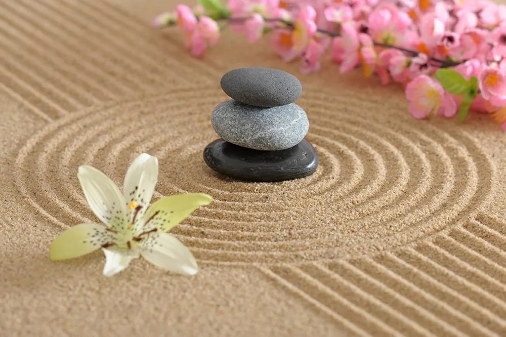 Samolepiaca fototapeta Zen záhrada a kamene v piesku - 150x100