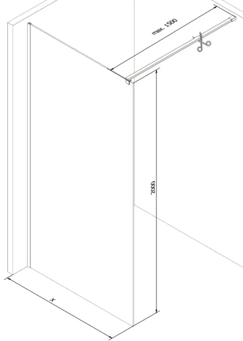 Mexen Kioto, sprchová zástena Walk-In 120 x 200 cm, 8mm číre sklo biely vzor, brúsená oceľ profil, 800-120-101-97-97