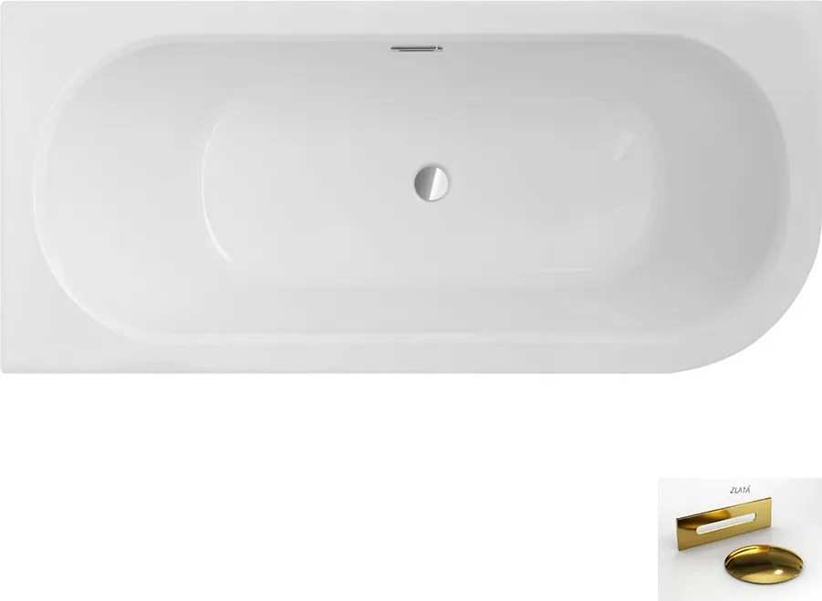 Besco Akrylátová asymetrická vaňa Avita Slim Plus 150x75, s prepadom BESCO-Typ výpuste: Alcaplast Click-Clack so štrbinovým prepadom, grafit, BESCO-R…